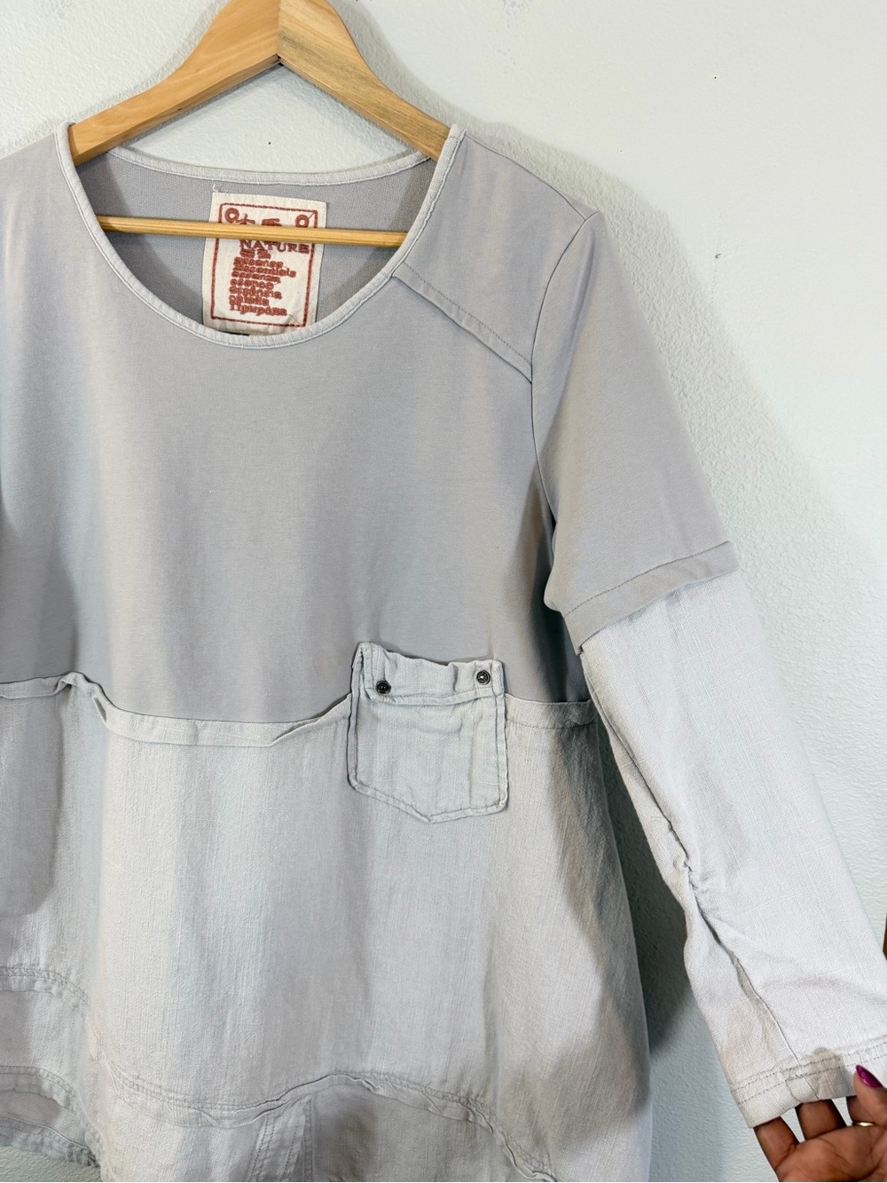 Japanese Lagenlook Asymmetrical Tunic Size L Nature Essence Essentials Granola - Picture 4 of 10
